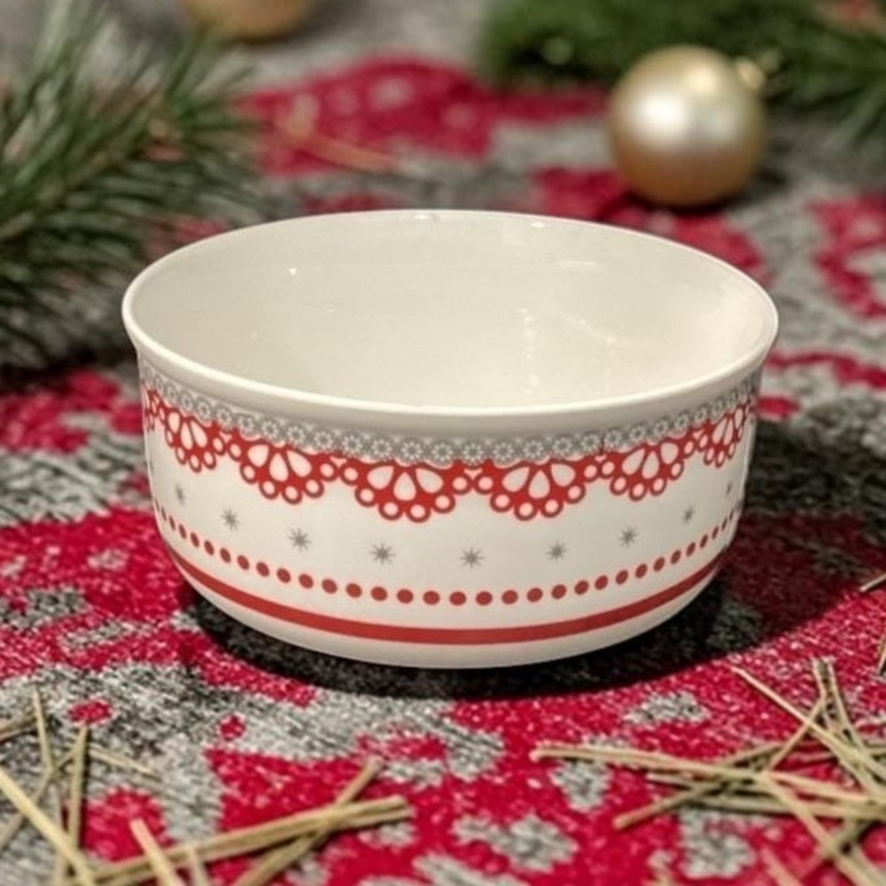 Grace Tea Ware Cereal Bowl, Vintage Inspired Red & Gray Soup Dish, Dinnerware